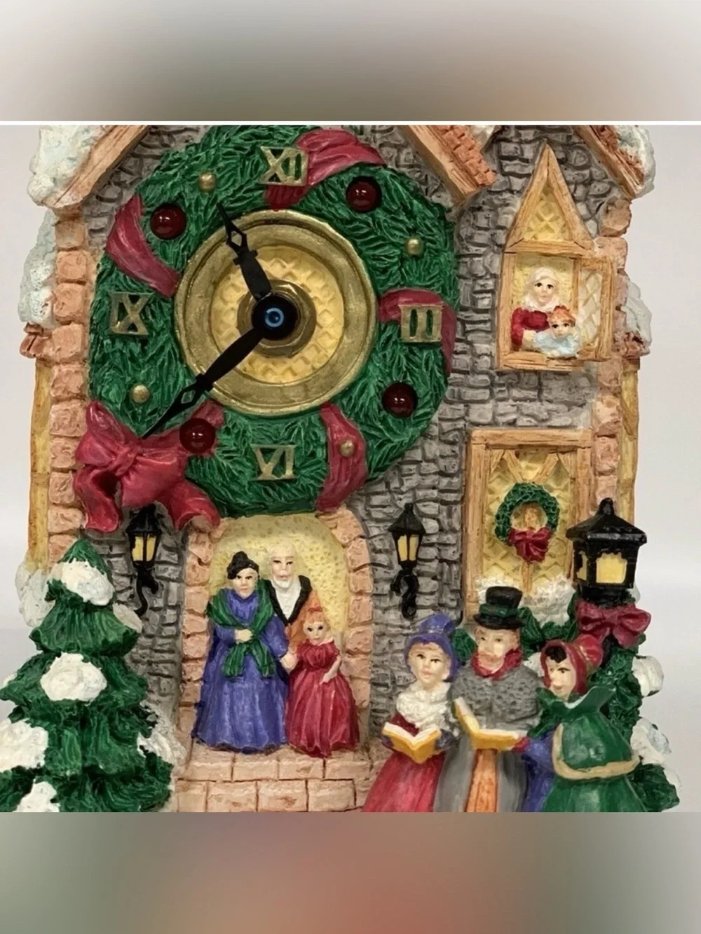 1996 Avon Christmas Village Mantel Clock Victorian Carolers Holiday Decor